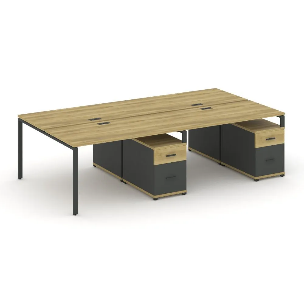 Концепт Рабочая станция 4 места с 2 двухсторонними опорными тумбами  CN.DRS-322 A