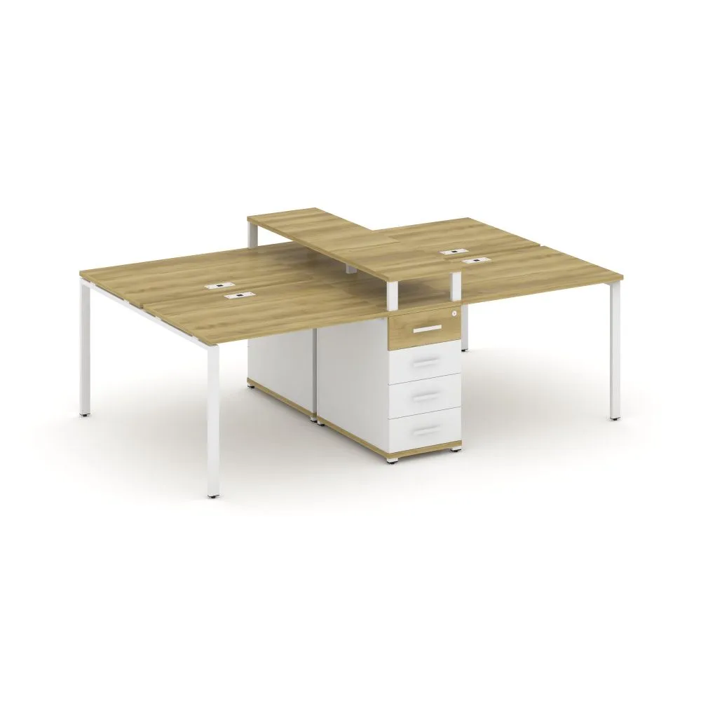 Концепт Рабочая станция 4 места с 1 опорной тумбой  CN.DRS-433 W