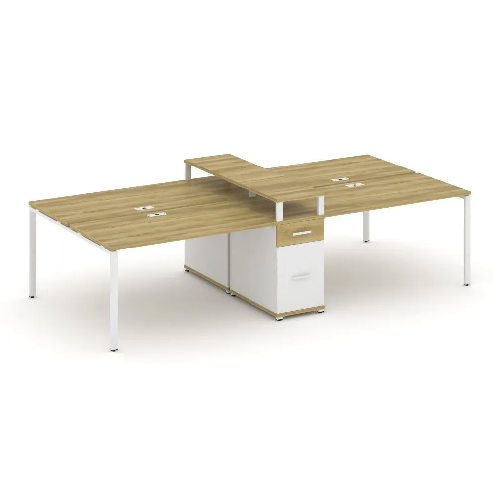 Концепт Рабочая станция 4 места с 1 опорной тумбой  CN.DRS-439 W