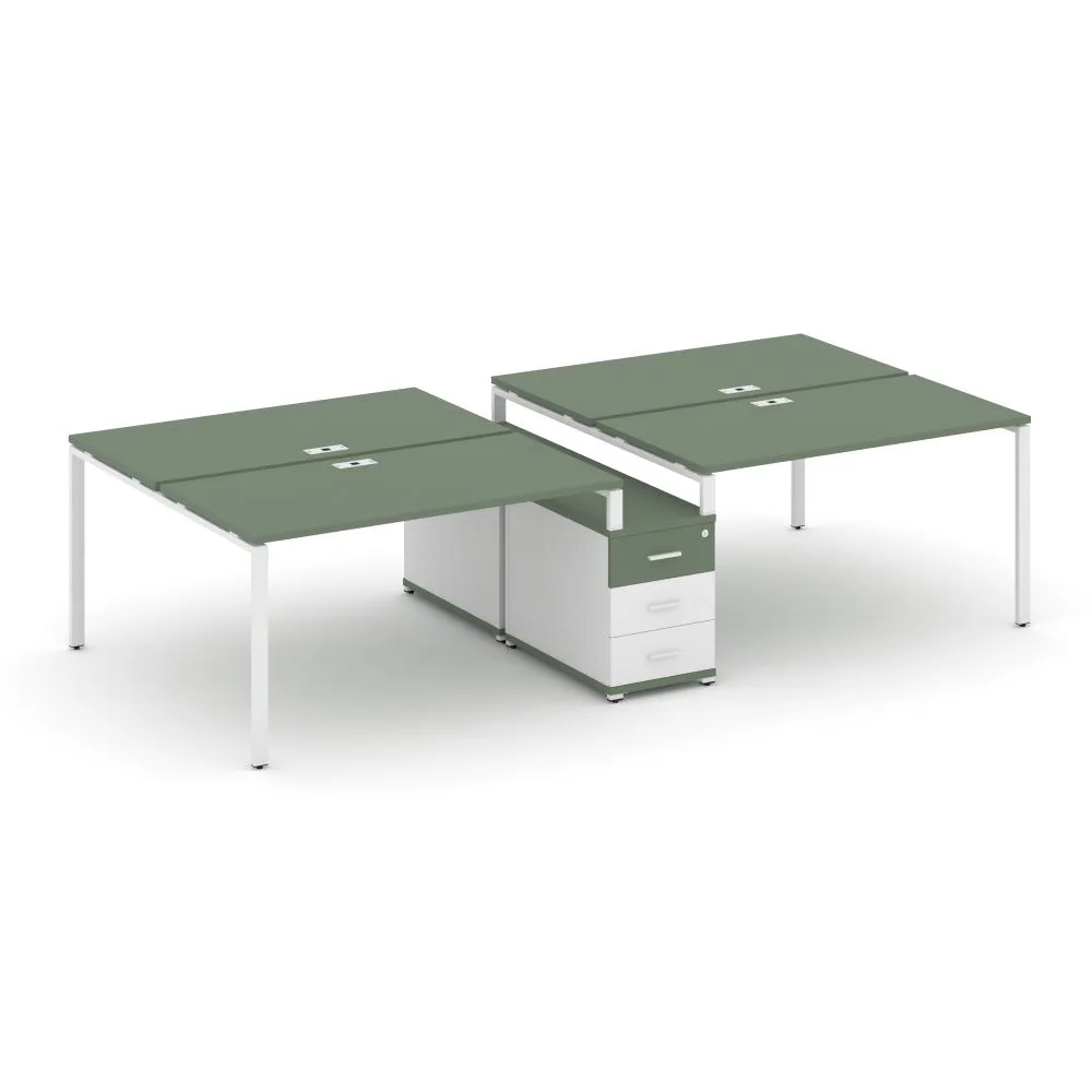 Концепт Рабочая станция 4 места с двухсторонней опорной тумбой  CN.DRS-312 W