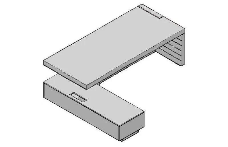 Стол руководителя с правой боковой опорой, левой тумбой и глухой фронтальной панелью