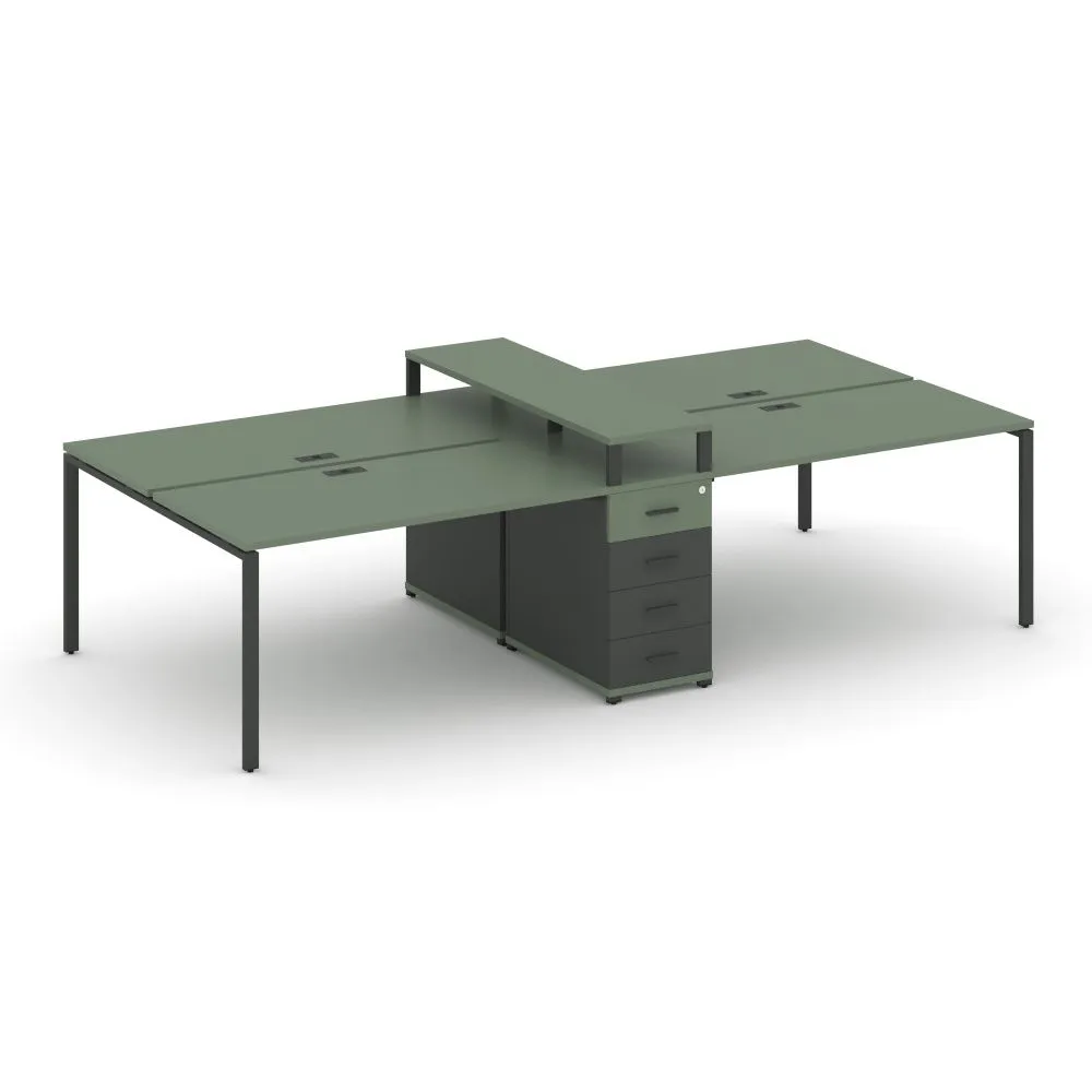 Концепт Рабочая станция 4 места с 1 опорной тумбой  CN.DRS-436 A