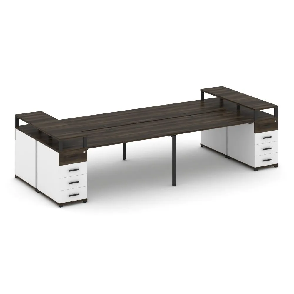 Концепт Рабочая станция 4 места с 2 опорными тумбами  CN.DRS-443 B