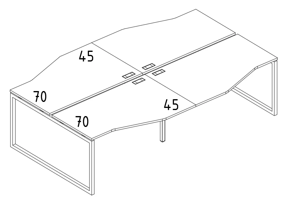 Рабочая станция столы Техно (4х140) каркас QUATTRO