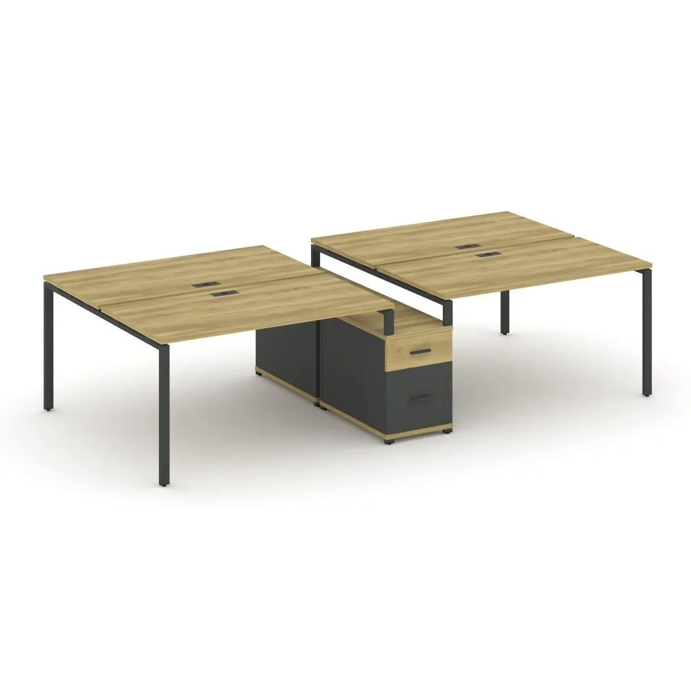 Концепт Рабочая станция 4 места с двухсторонней опорной тумбой  CN.DRS-316 A