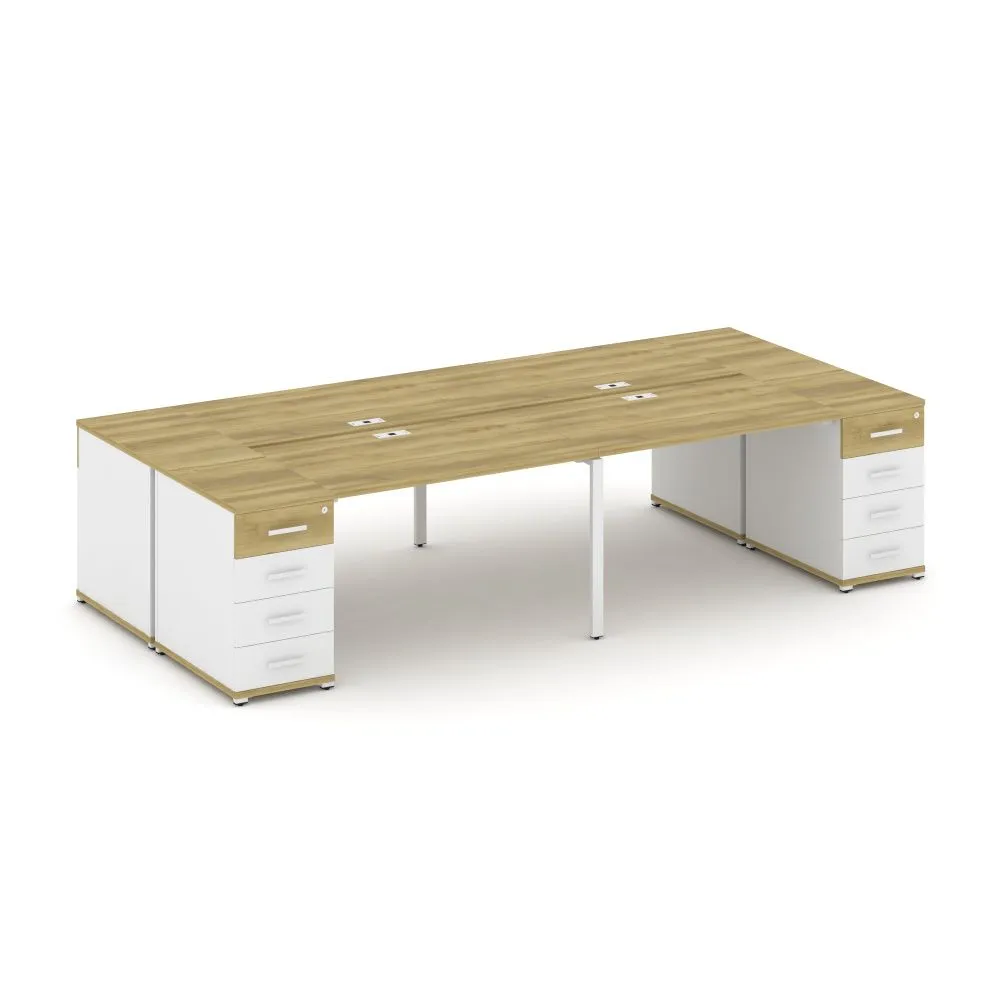 Концепт Рабочая станция 4 места с 2 опорными тумбами  CN.DRS-426 W