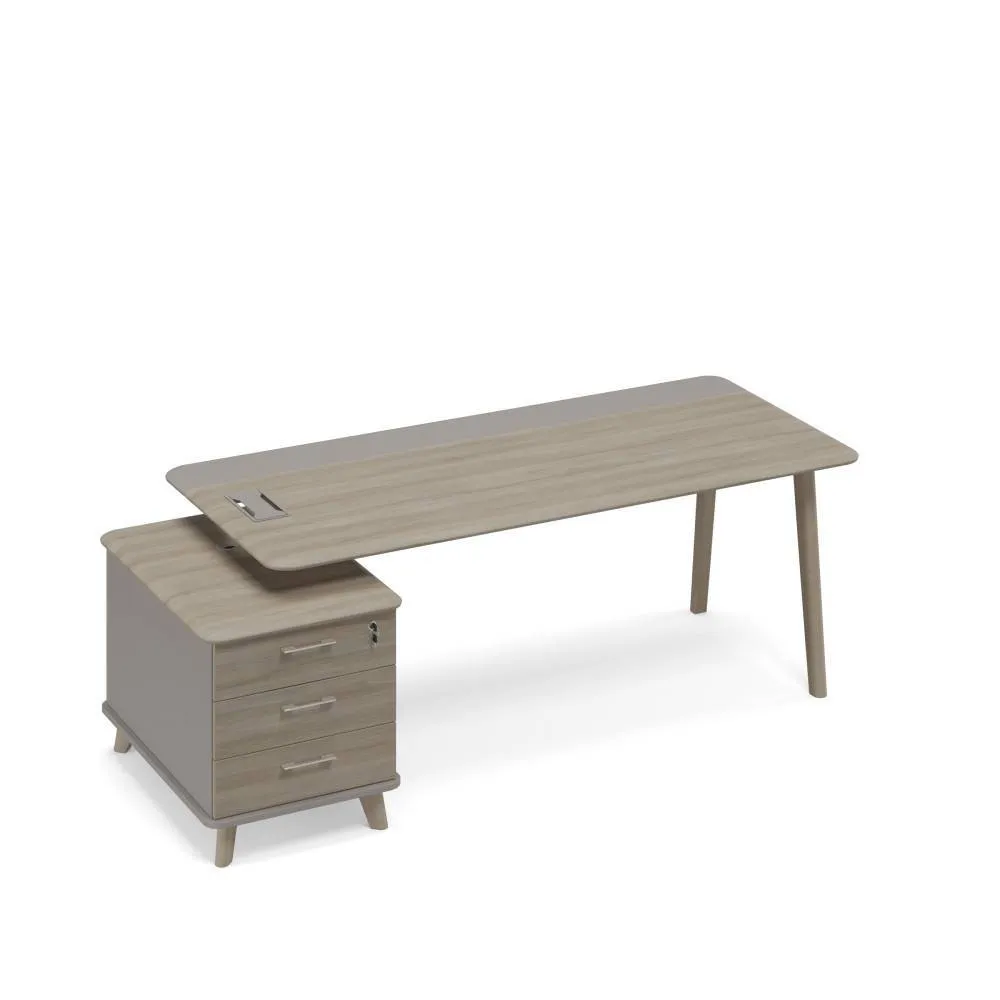 Стол на опорной тумбе малой левый (тип 1) WOOD