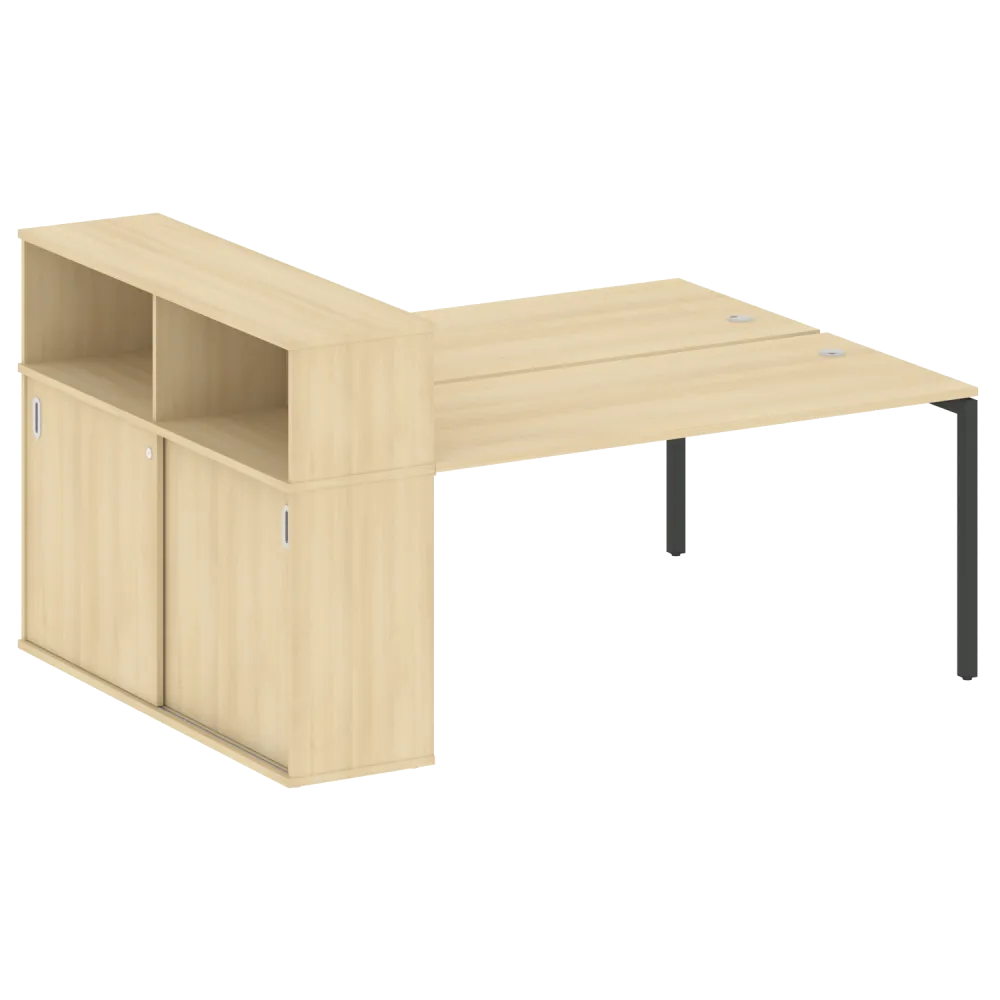 Метал Систем Куатро Рабочая станция с шкафом-купе на П-образном м/к  40БП.РС-СШК-2.4 Т