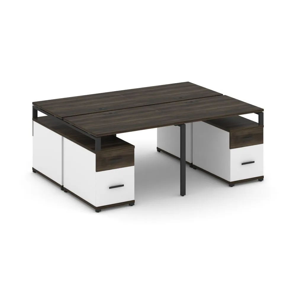 Концепт Рабочая станция 4 места с 2 двухсторонними опорными тумбами  CN.DRS-329 B