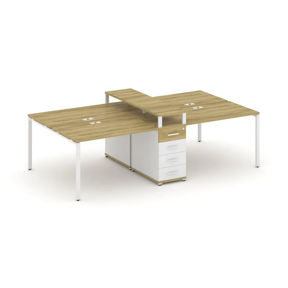 Концепт Рабочая станция 4 места с 1 опорной тумбой  CN.DRS-434 W