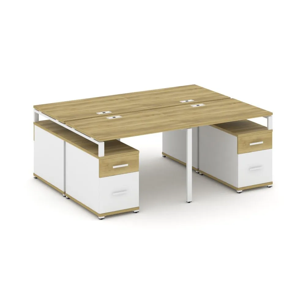 Концепт Рабочая станция 4 места с 2 двухсторонними опорными тумбами  CN.DRS-329 W