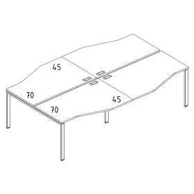 Рабочая станция столы Техно (4х160) на каркасе UNO