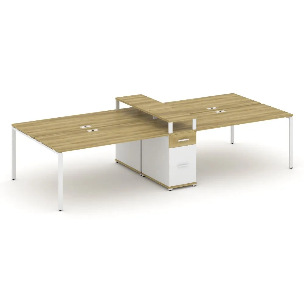 Концепт Рабочая станция 4 места с 1 опорной тумбой  CN.DRS-440 W