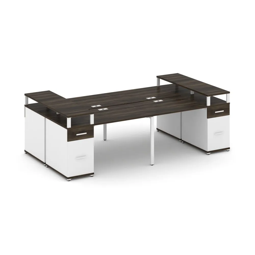 Concept Рабочая станция 4 места 2 опорными тумбами  CN.DRS-445 W