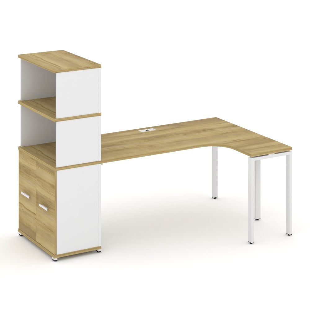 Concept Стол эргономичный с опорным распаш. шкафом с надставкой выс.   CN.SA-216(R) W