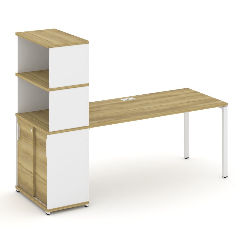 Concept Стол рабочий с опорным шкафом-купе с надставкой выс.  CN.SP-244 W