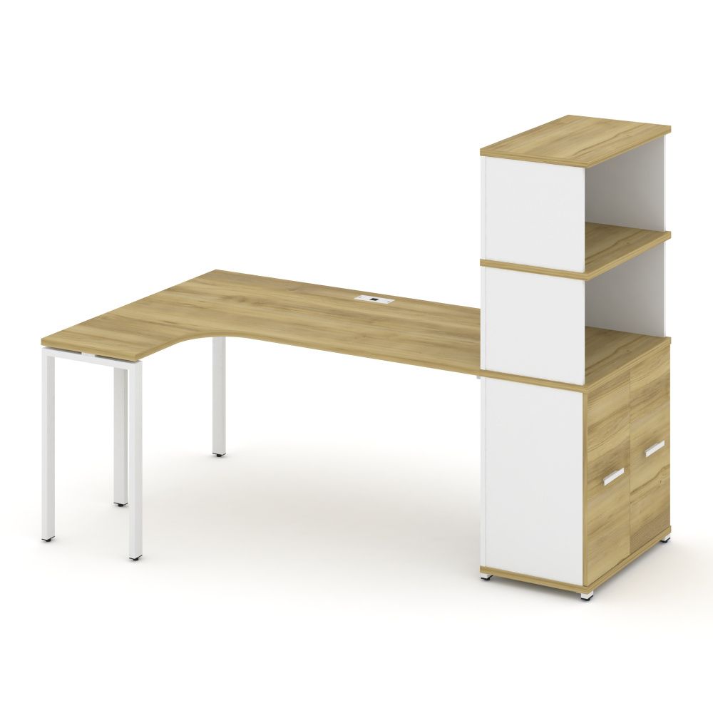 Concept Стол эргономичный с опорным распаш. шкафом с надставкой выс.   CN.SA-216(L) W