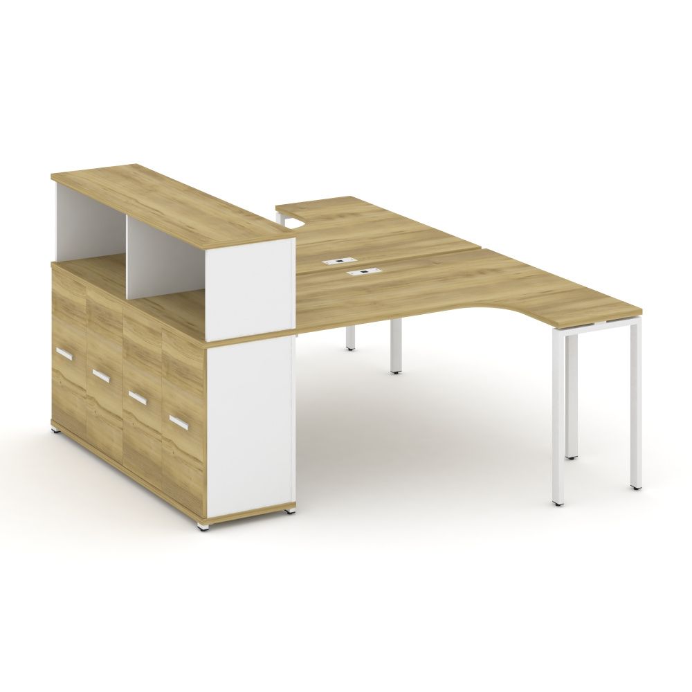 Concept Рабочая станция с опорным распаш. шкафом с надставкой низ.  CN.DSA-213 W