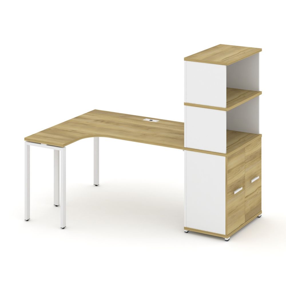 Concept Стол эргономичный с опорным распаш. шкафом с надставкой выс.   CN.SA-215(L) W