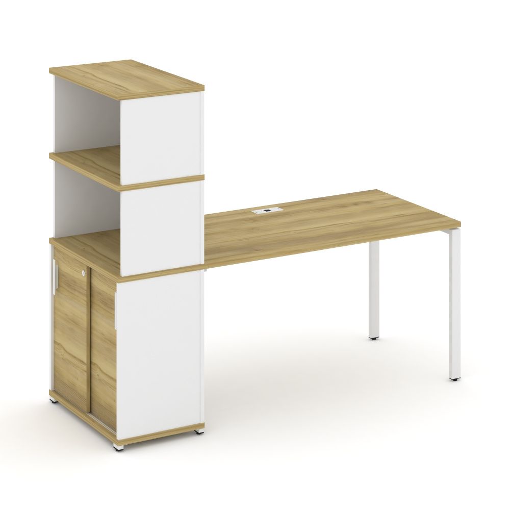 Concept Стол рабочий с опорным шкафом-купе с надставкой выс.  CN.SP-243 W