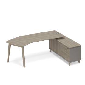 Стол руководителя эргономичный на тумбе правый (тип 5) WOOD