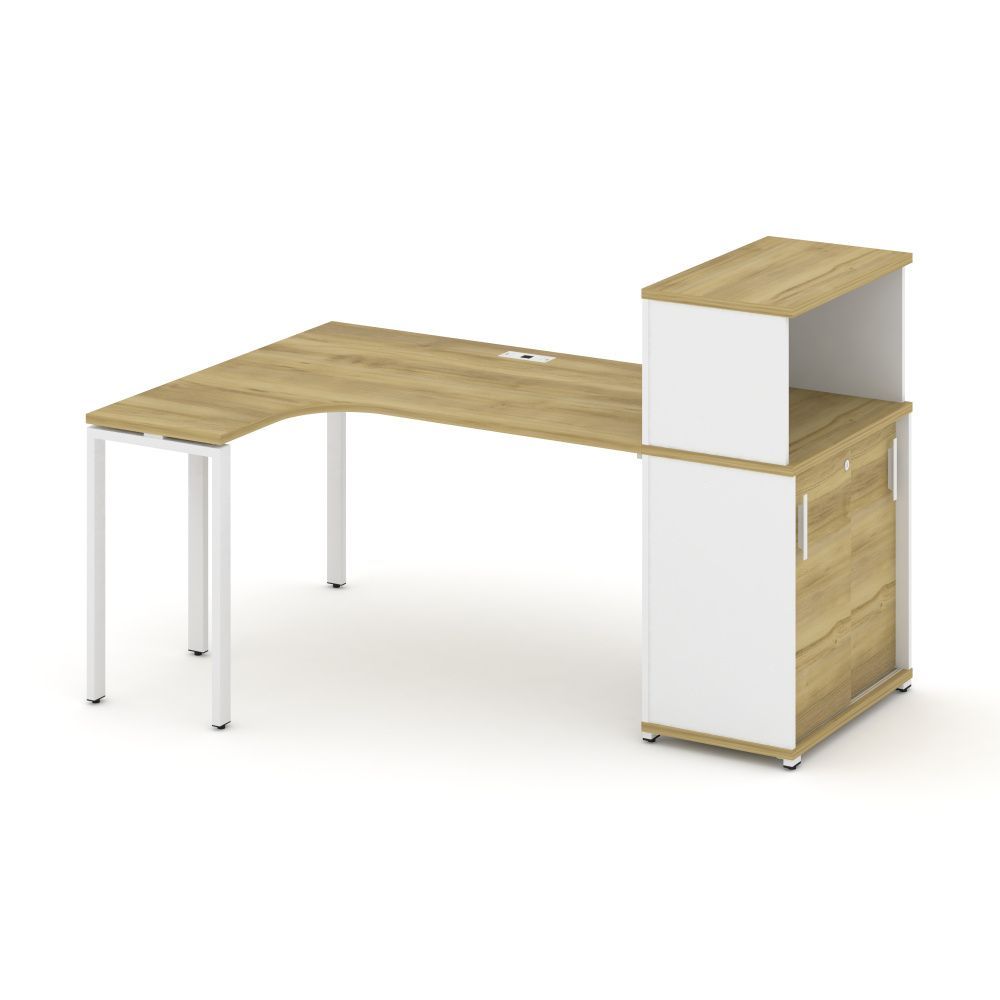 Concept Стол эргономичный с опорным шкафом-купе с надставкой низ.   CN.SA-219(L) W