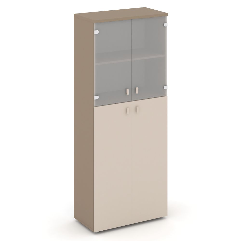 Estetica Шкаф высокий широкий (2 сред. фасада ЛДСП+2 низ. фасада стекло) ES.ST-1.7