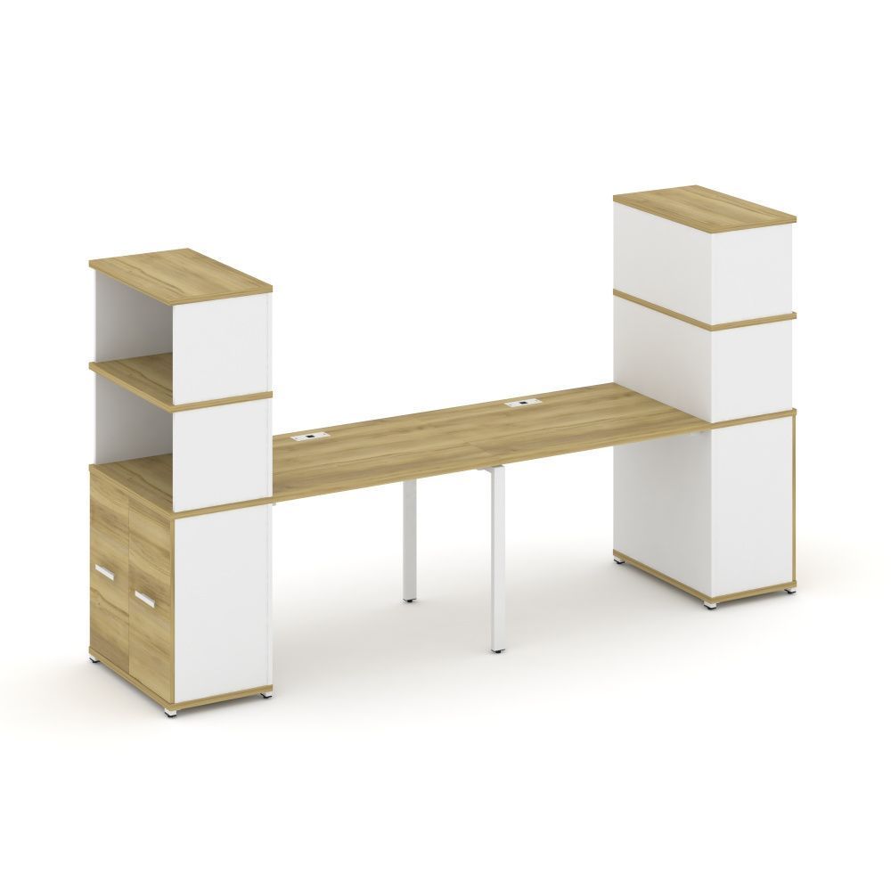 Concept Рабочая станция с опорными распаш. шкафами с надставкой выс.  CN.ORS-229 W