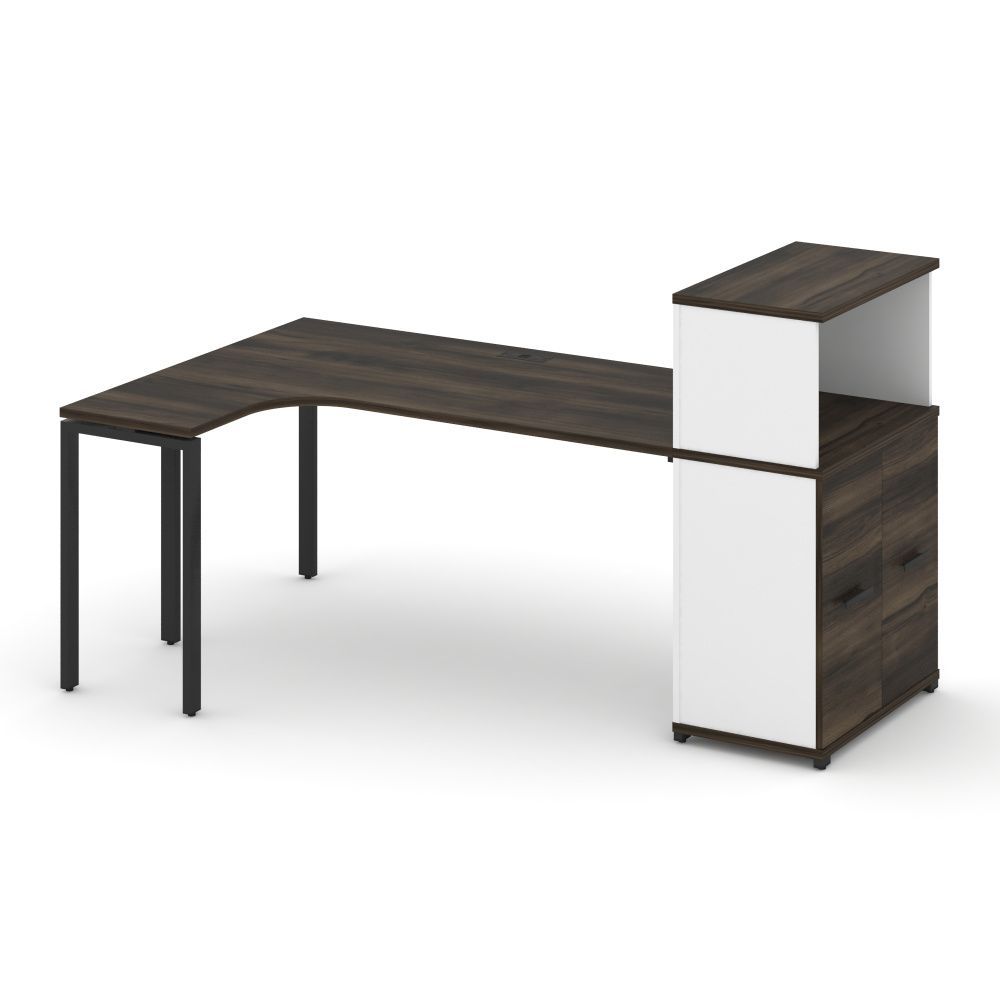 Concept Стол эргономичный с опорным распаш. шкафом с надставкой низ.   CN.SA-214(L) B