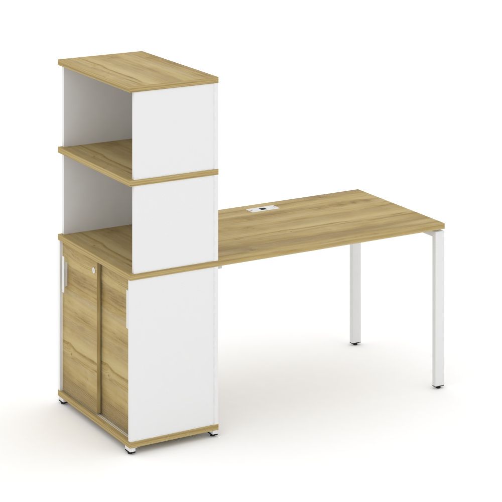 Concept Стол рабочий с опорным шкафом-купе с надставкой выс.  CN.SP-242 W