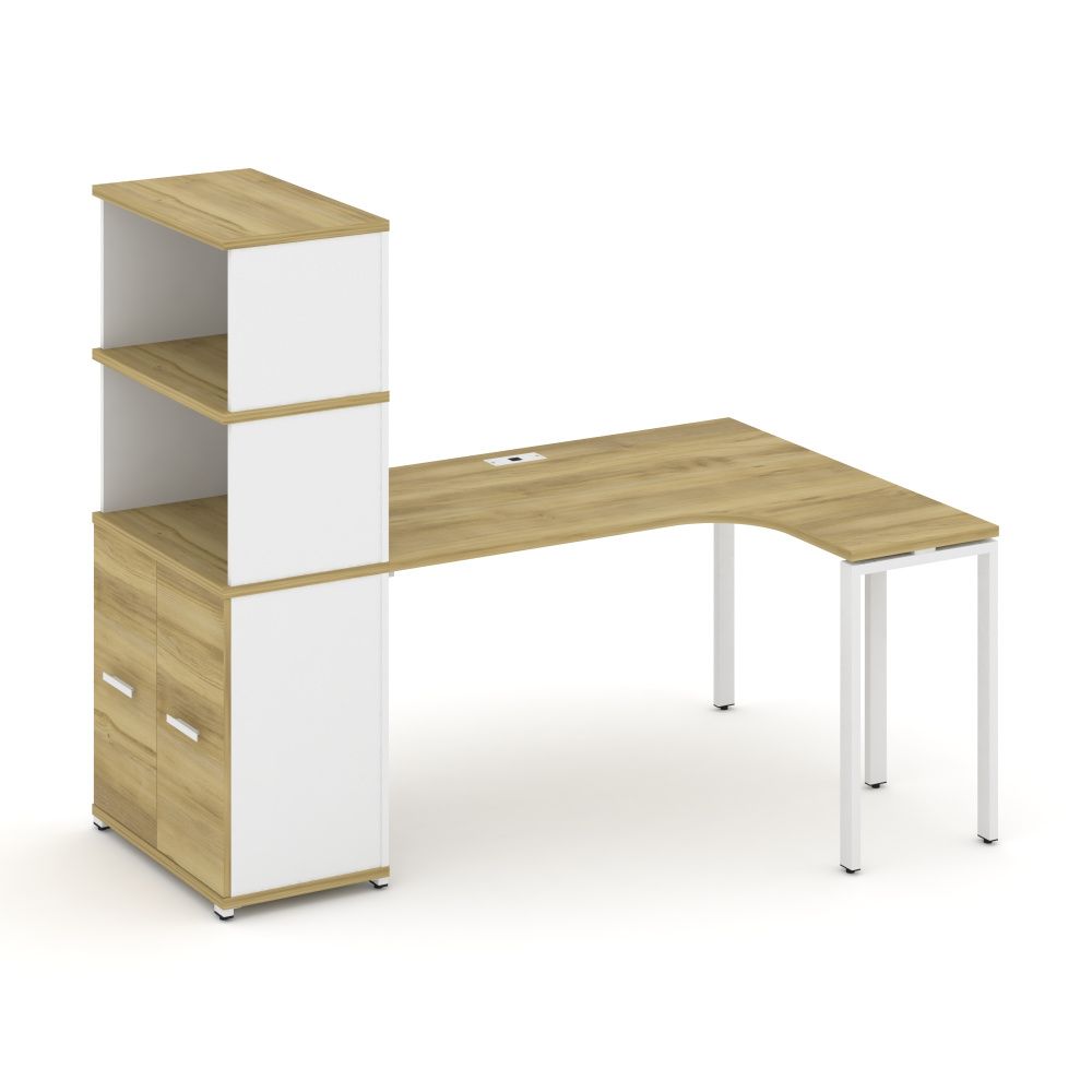 Concept Стол эргономичный с опорным распаш. шкафом с надставкой выс.   CN.SA-215(R) W