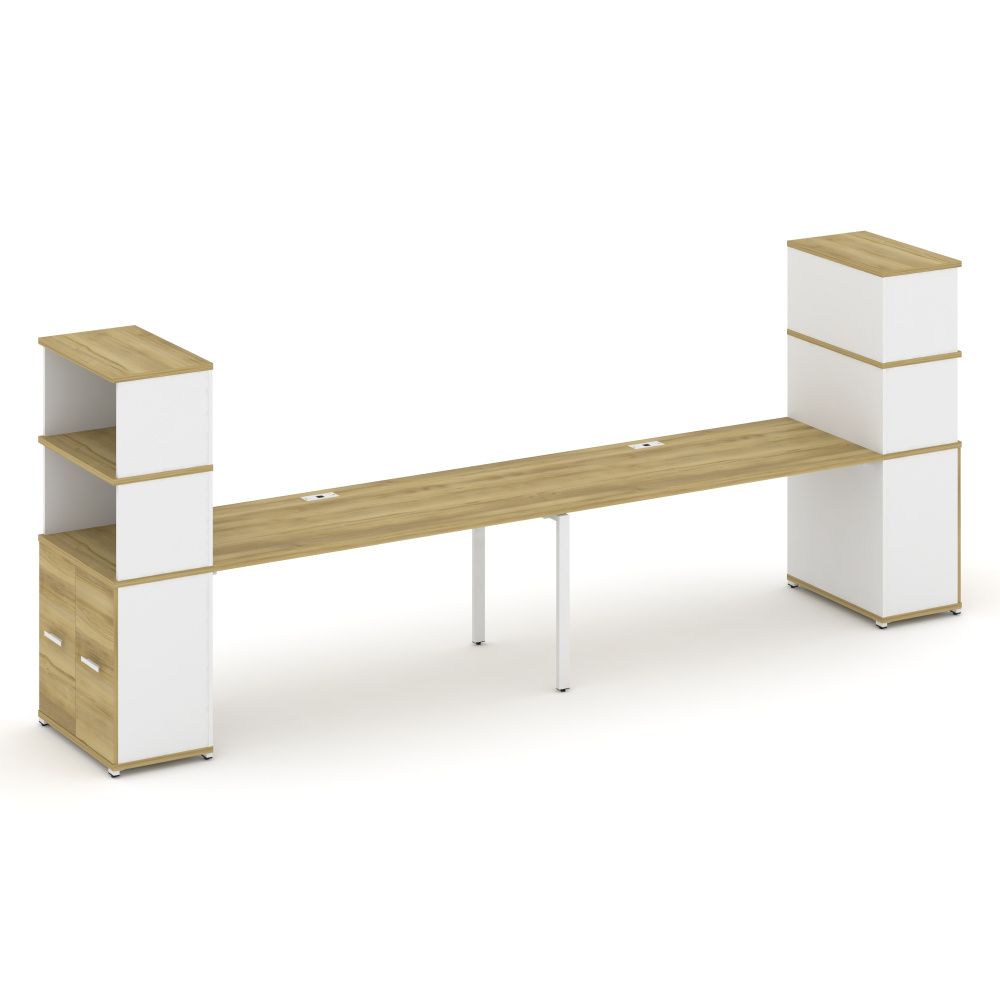 Concept Рабочая станция с опорными распаш. шкафами с надставкой выс.  CN.ORS-232 W