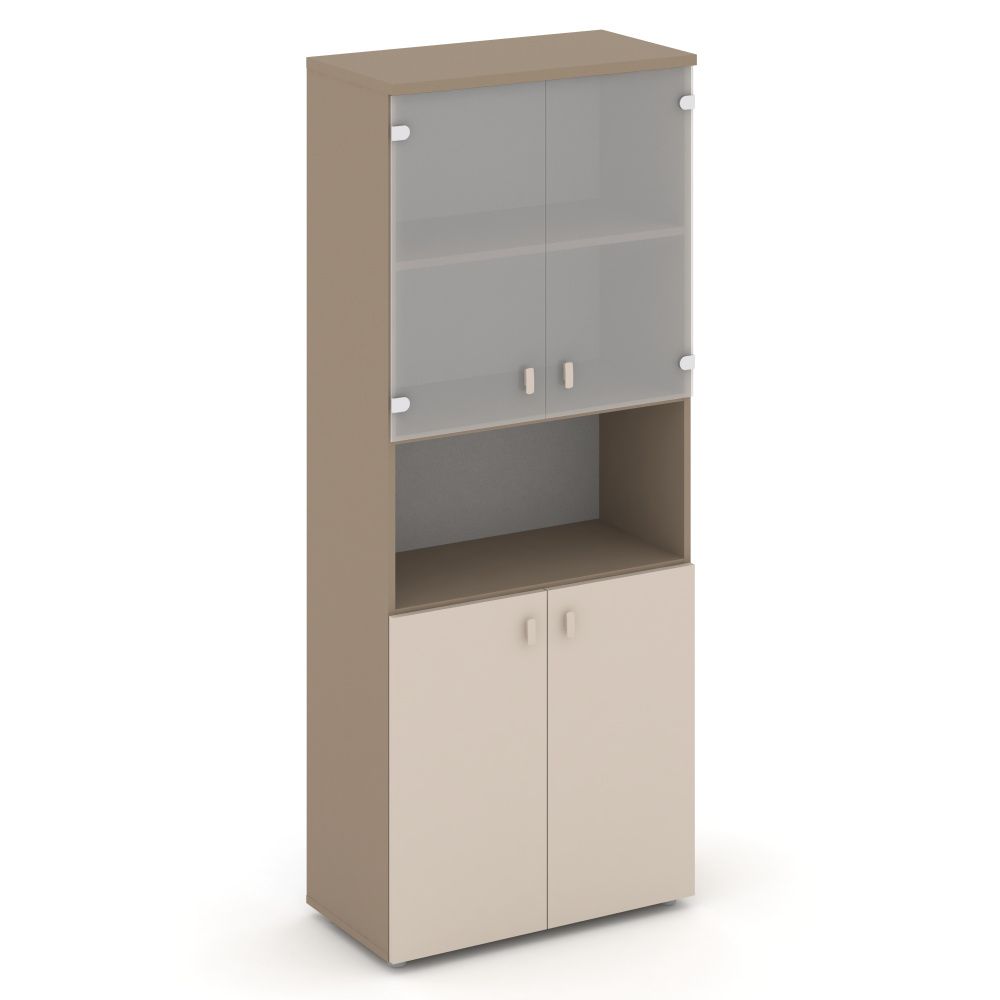 Estetica Шкаф высокий широкий (2 низ. фасада ЛДСП+2 низ. фасада стекло) ES.ST-1.4