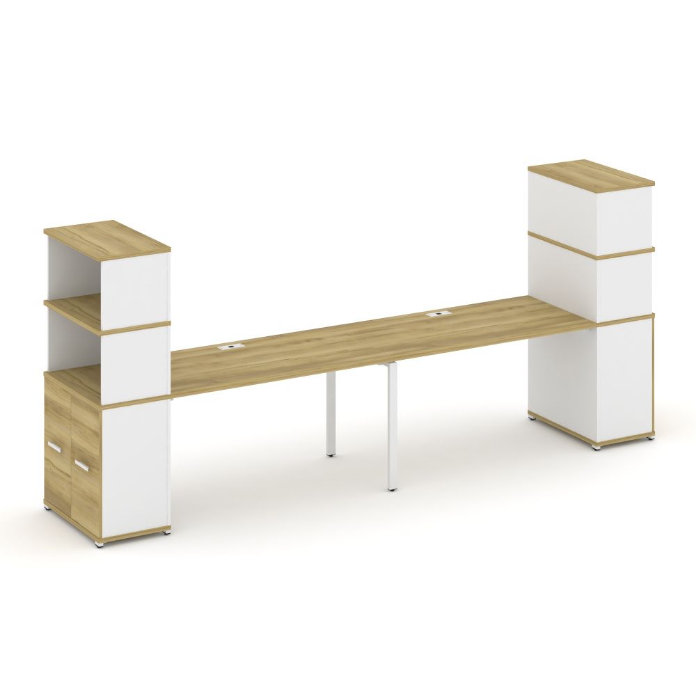 Concept Рабочая станция с опорными распаш. шкафами с надставкой выс.  CN.ORS-231 W